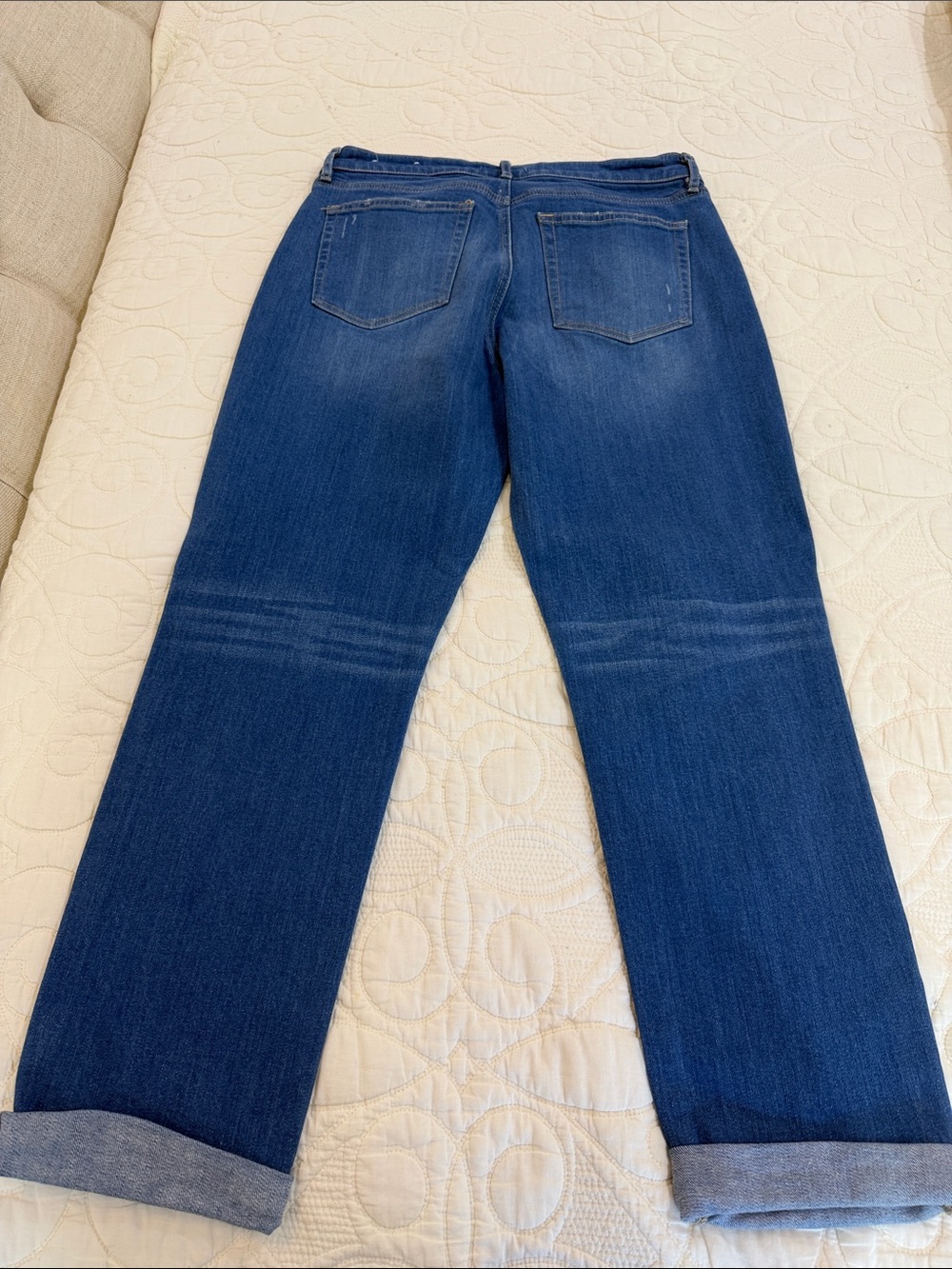 LOFT Dark Blue Boyfriend Jeans with Cuffed Hem - Picture 8 of 13